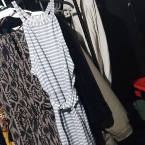 Blue and white striped jumper